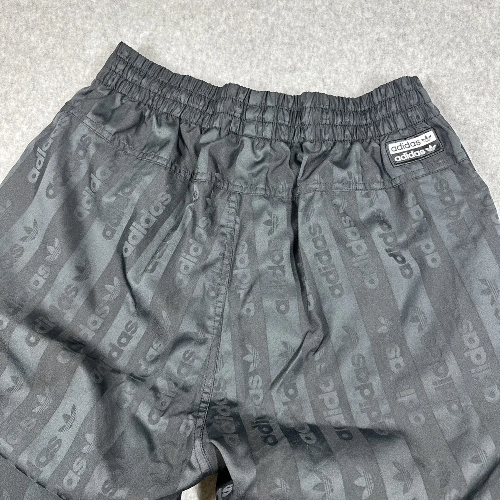 Adidas Track Jacket & Pants Men's Medium Black Logo‎ All Over Print Hooded Lined